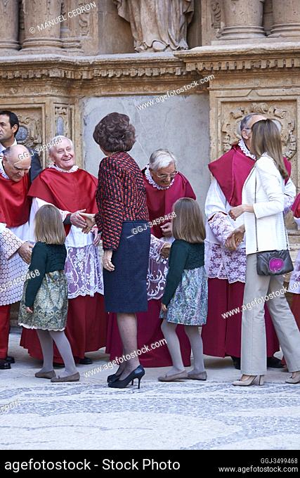 Spanish King Juan Carlos I, Queen Sofia of Spain, Prince Felipe of Spain, Princess Letizia of Spain, Infanta Leonor of Spain