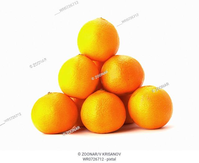 Heap of tangerines isolated on white background