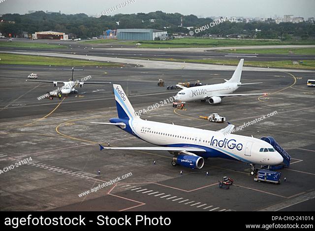 Plane taxing at mumbai airport