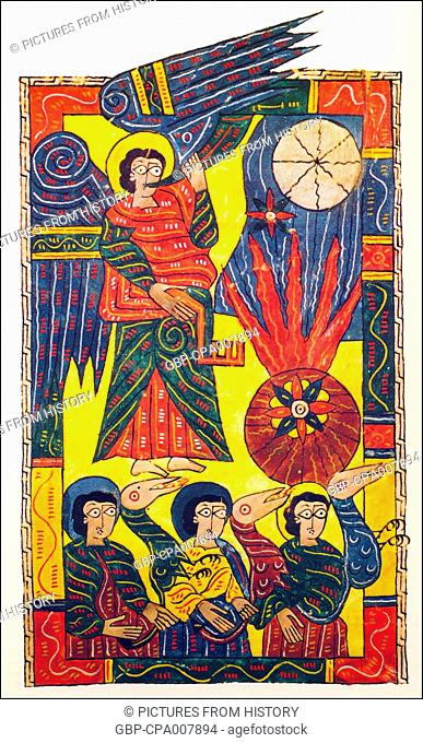 Spain: The Sounding of the Fifth Trumpet. From the Escatorial Beatus version of the Apocalypse (10th century)
