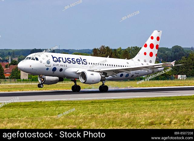 An Airbus A319 aircraft of Brussels Airlines with registration number OO-SSU at Brussels Airport, Belgium, Europe