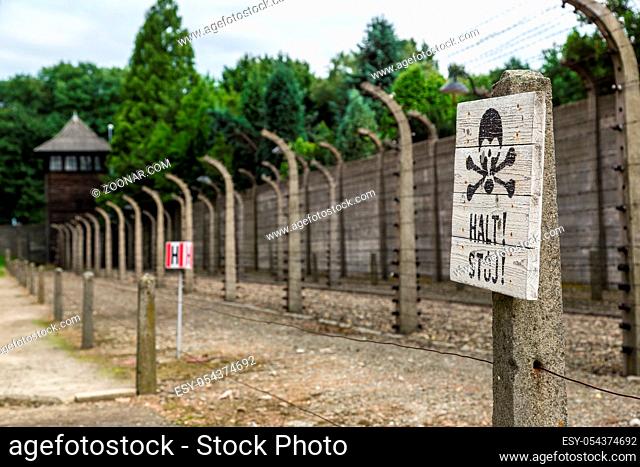German concentration camp Auschwitz in Poland in summer day