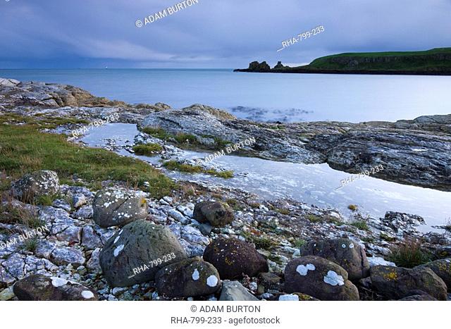 Rocky coastline near Portmuck on Islandmagee, County Antrim, Ulster, Northern Ireland, United Kingdom, Europe