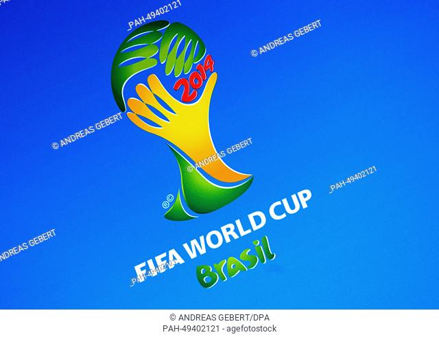 The official FIFA World Cup 2014 is seen during a press conference at the Arena Fonte Nova Stadium in Salvador da Bahia, Brazil, 15 June 2014