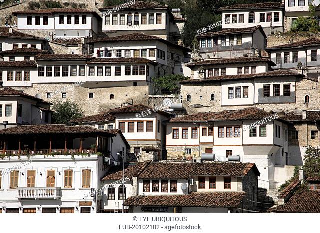 Traditional Ottoman buildings on hillside in old town