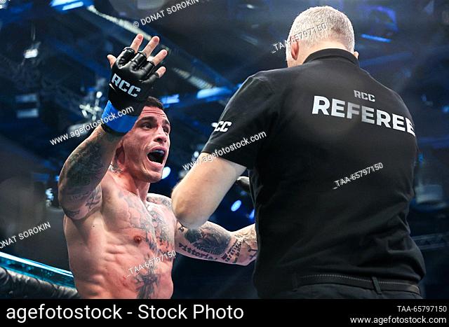 RUSSIA, YEKATERINBURG - DECEMBER 15, 2023: Aleksandar Ilic of Serbia is seen during his middleweight bout against Alexander Shlemenko of Russia at the RCC 17...