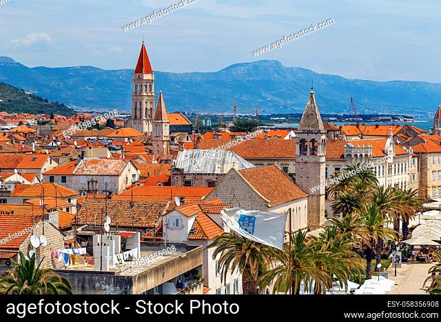 View of Trogir old town from Kamerlengo fortress, Croatia