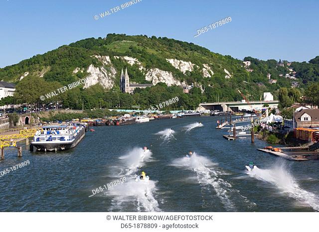 France, Normandy Region, Seine-Maritime Department, Rouen, hydroplane race, Seine River, elevated view