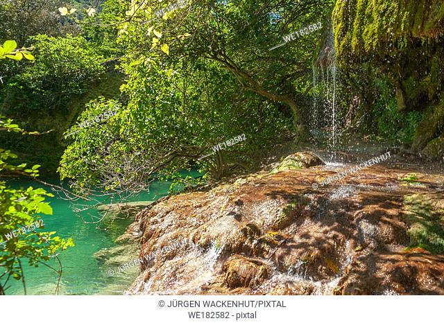 Waterfall at the river Siagne, Saint-Cezaire-sur-Siagne, Alpes-Maritim, Provence-Alpes-Cote d`Azur, France, Europe