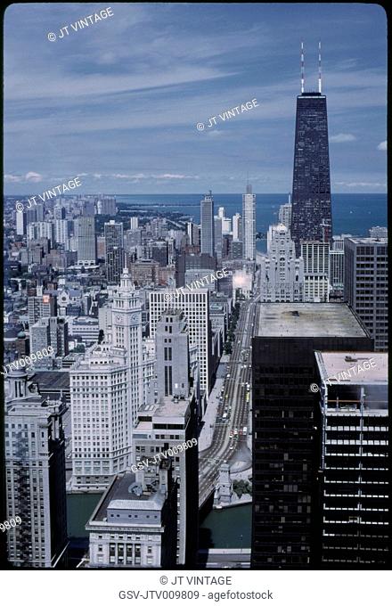 Cityscape Looking North to John Hancock Building, Chicago, Illinois, USA, 1972