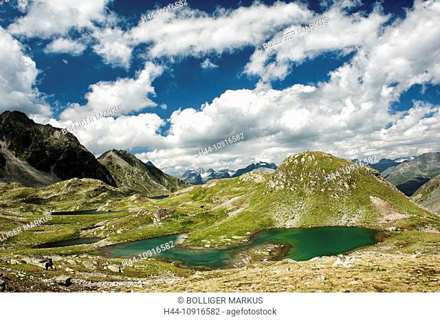Alpen, mountain lake, tarn, blue, Engadine, Upper Engadine, mountains, mountain range, mountainscape, mountain scenery, mountainous region, sky, high mountains