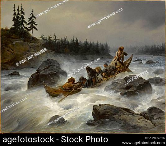 The Duke of Orleans on the Muonio River in Lapland, August 1795, 1840. Creator: Biard, François-August (1798-1882)