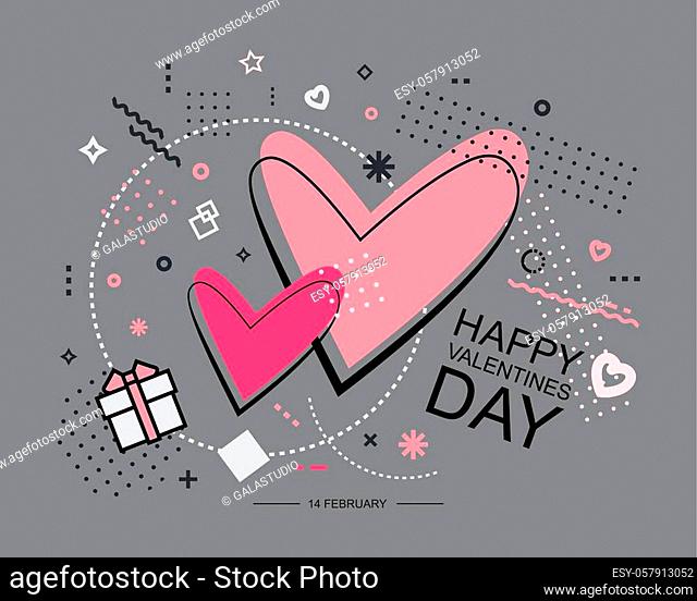 Happy Valentine's Day card or background. Concept for greeting, mobile website banner, social media, marketing. Trendy cover for placard, poster, magazine