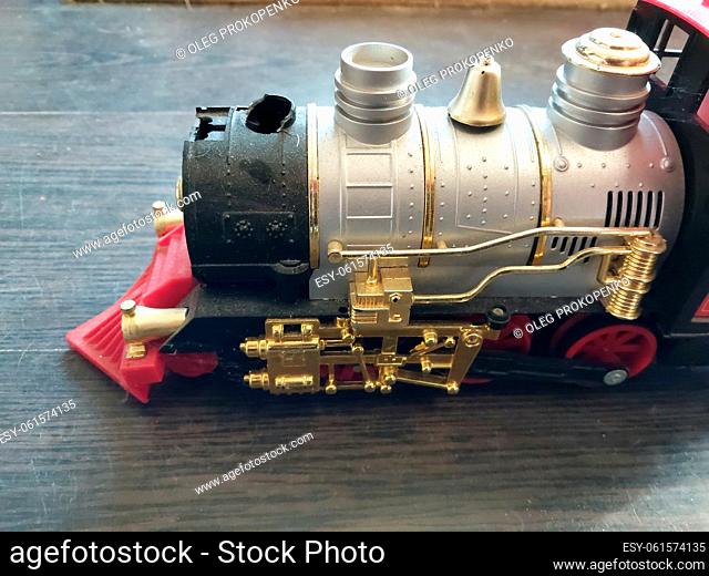 Children's toy plastic steam the locomotive