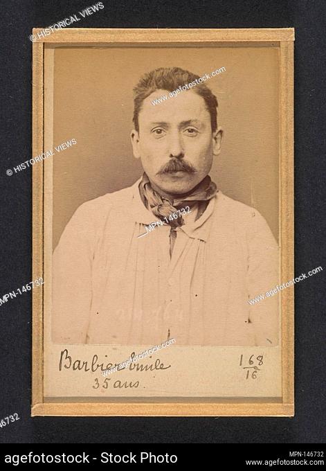 Barbier. Émile, Alphonse. 36 ans, né à Paris. Peintre en bâtiment. Anarchiste. 26/2/94. Artist: Alphonse Bertillon (French