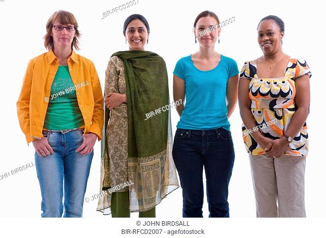 Multiracial group of women in the studio