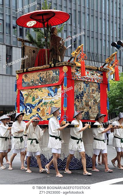 Japan, Kyoto, Gion Matsuri, festival, Yama Hoko procession, float, people,