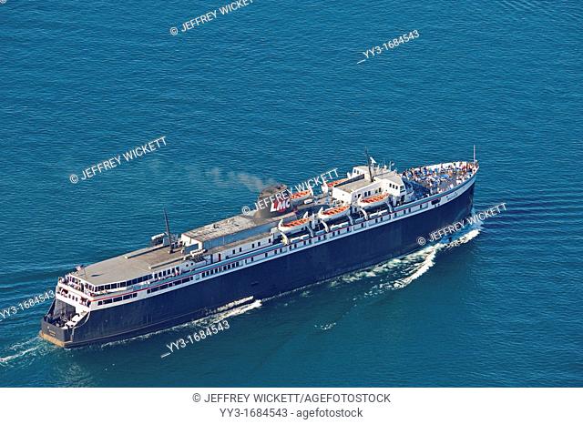 Lake Michigan Car ferry - the Badger is the last remaining car ferry operating on Lake Michigan between Ludington, Michigan and Manitowac, Wisconsin