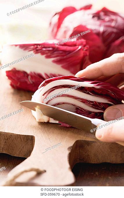 Radicchio being cleaned