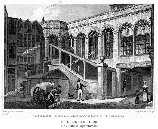 Crosby Hall, Bishopsgate Street, City of London, 1830