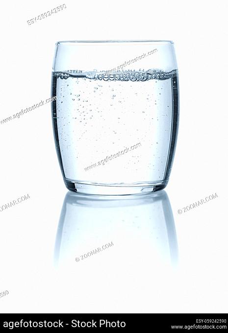 Glass of water on a white backgound