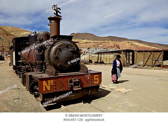 The old mining ghost town of Pulacayo, Industrial Heritage Site, famously linked to Butch Cassidy and the Sundance Kid, Bolivia, South America