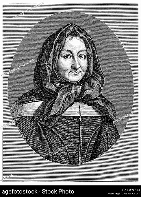 Madame Miramion. Tire of Saint Vincent de Paul, vintage engraved illustration