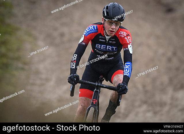 Belgian Corsus Yordi pictured in action during the men's juniors race at the Belgian Championships cyclocross cycling in Middelkerke on Saturday 08 January 2022