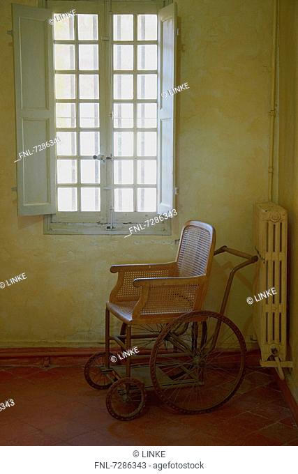 Wheelchair of van Gogh in the sanatorium in Saint-Rémy-de-Provence, France