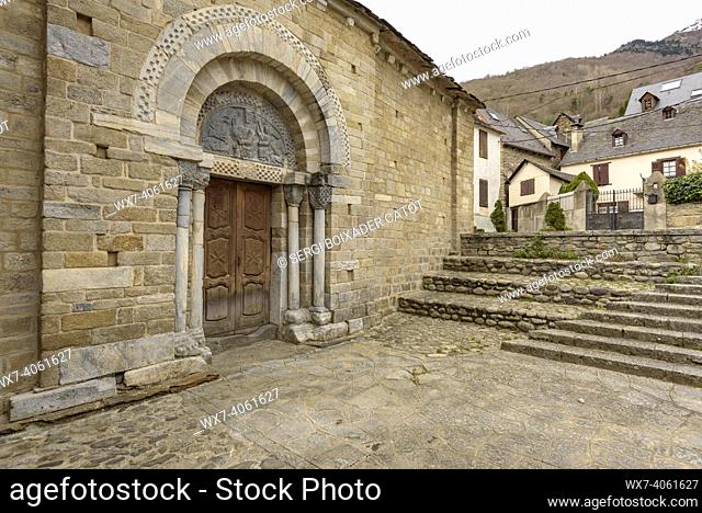 Exterior of the Purification Church of Bossòst (Aran Valley, Catalonia, Spain, Pyrenees)