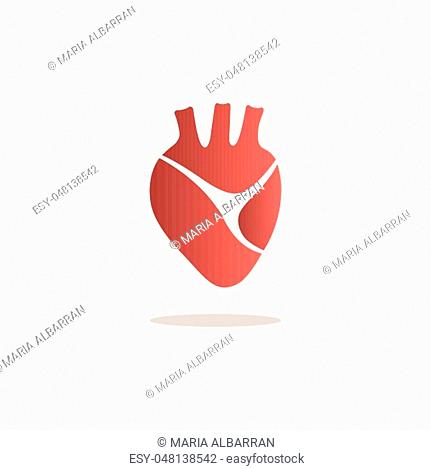 Human heart icon with shade on a white background. Vector illustration