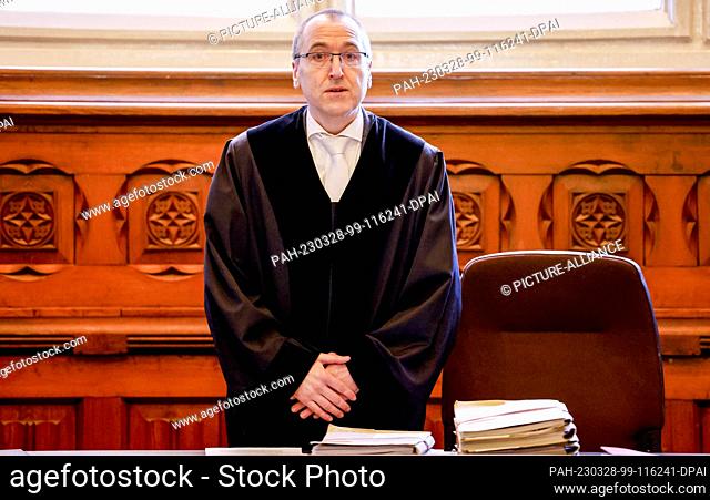 28 March 2023, Schleswig-Holstein, Flensburg: Judge Sven Naumann opened the trial against the 54-year-old accused alleged alternative practitioner