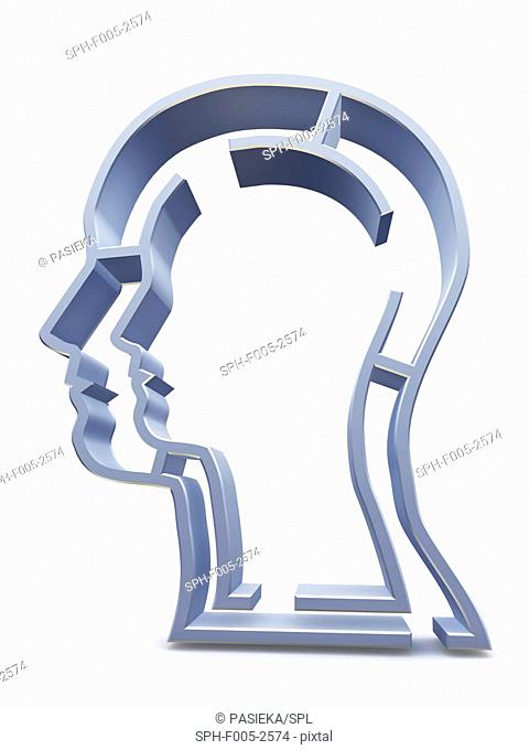 Head profile with maze, artwork