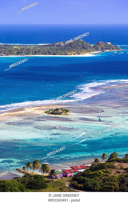 View towards Palm Island, Union Island, The Grenadines, St. Vincent and The Grenadines, West Indies, Caribbean, Central AmericaIsland