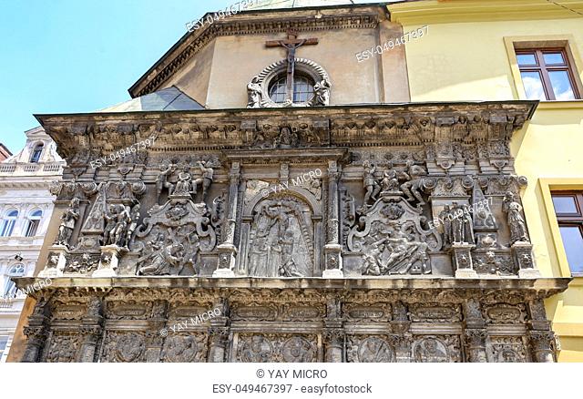 Facade of Boim Chapel in Lviv, Ukraine