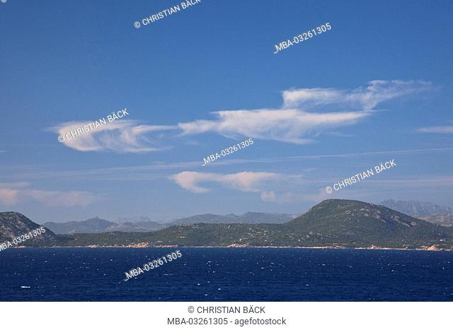 View from the ferry to Sardinia, Golfo Aranci, Sardinia, Italy