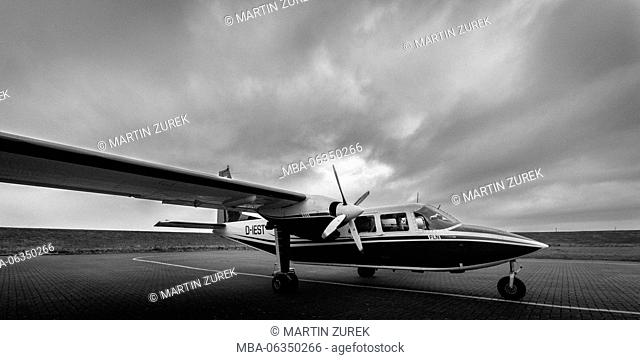 Airplane Britten-Norman-Islander of the island planes in Harle to Wangerooge, Germany, Lower Saxony