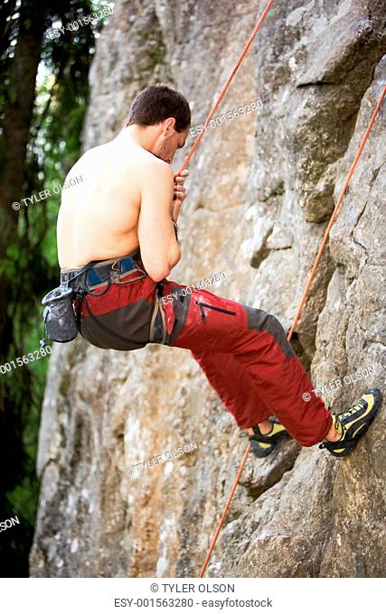 Male Climber Repelling