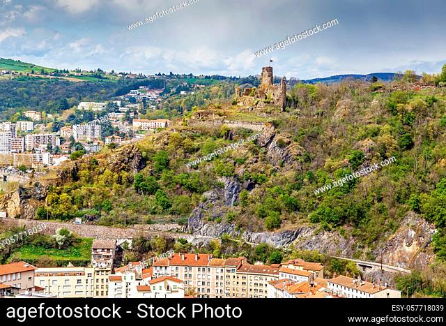 View of ruins of medieval castle, Vienne, France