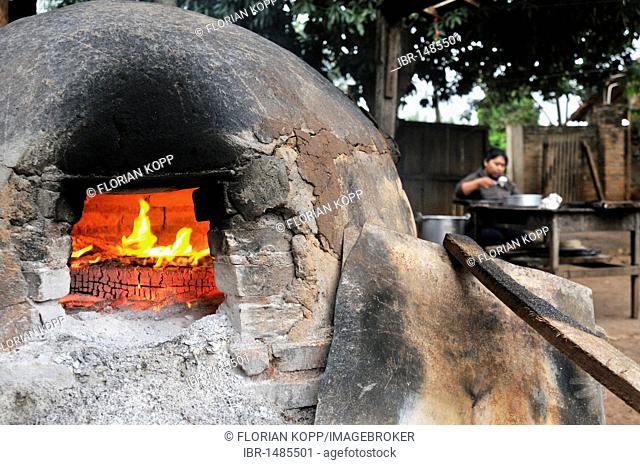 Traditional wood-fired oven in a backyard bakery, San Ignacio, Chiquitania, Santa Cruz Department, Bolivia, South America