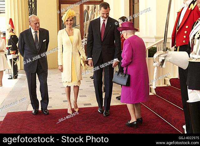 King Felipe VI of Spain, Queen Letizia of Spain attends an official reception by Queen Elizabeth II of the United Kingdom of Great Britain and Northern Ireland...