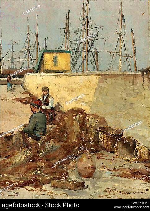 Vereshchagin Vasily Petrovich - Fishermen in Port - Russian School - 19th Century