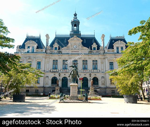 Vannes, Morbihan / France - 25 August, 2019: historic city hall building of Vannes in Brittany