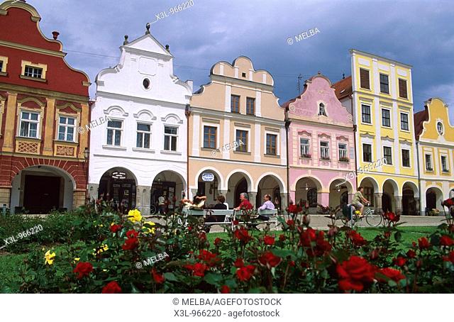 Town square of Telc  Czech Republic