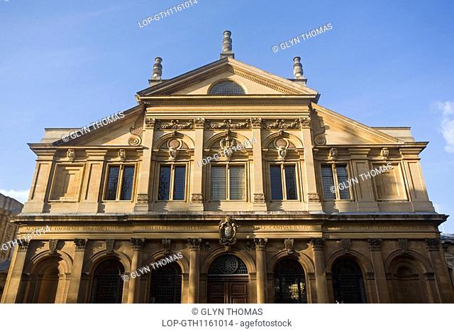 The Sheldonian Theatre in Oxford, built in 1664-1668 to a design by Sir Christopher Wren. The building was created as a venue for meetings and public ceremonies...