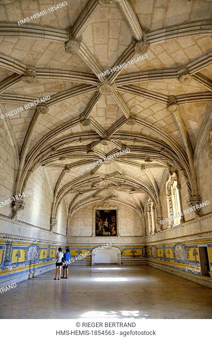 Portugal, Lisbon, Belem district, Hieronymites Monastery (Mosteiro dos Jeronimos), listed as World Heritage by UNESCO, the monks' refectory