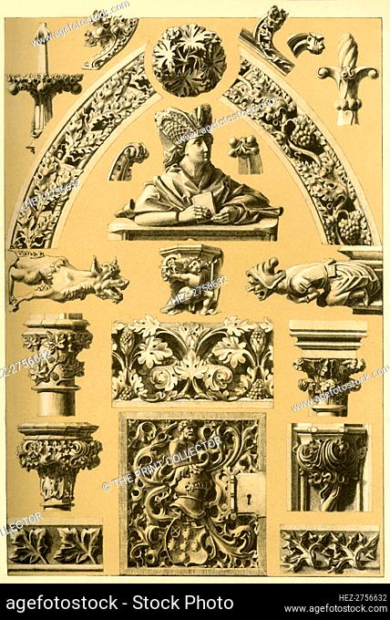 Medieval architectural ornament and sculpture, (1898). Creator: Unknown
