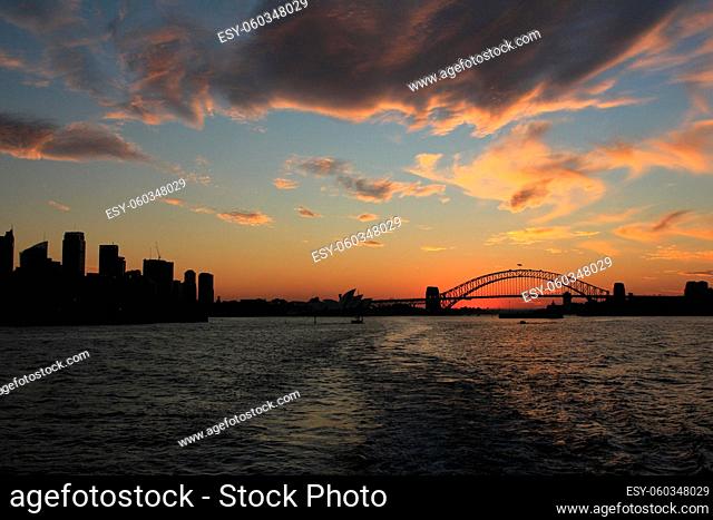 Skyline of Sydney at sunset