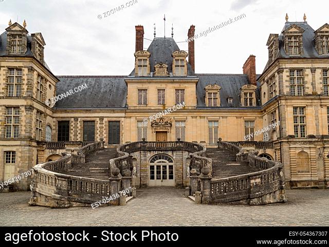 FONTAINEBLEAU, FRANCE - March 31, 2017: The Palace of Fontainebleau (Chateau de Fontainebleau)