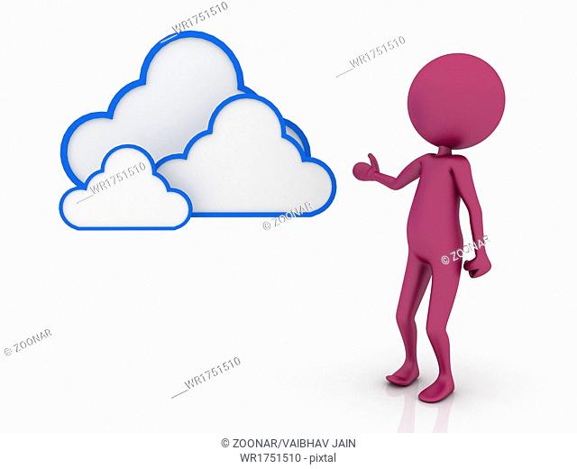 3d character graphic depicting with cloud computing concept